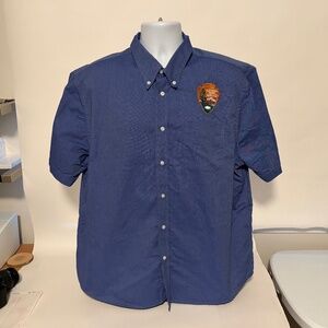 National Park Service Short Sleeve Button Shirt Uniform Wear Guard Mens XL Blue
